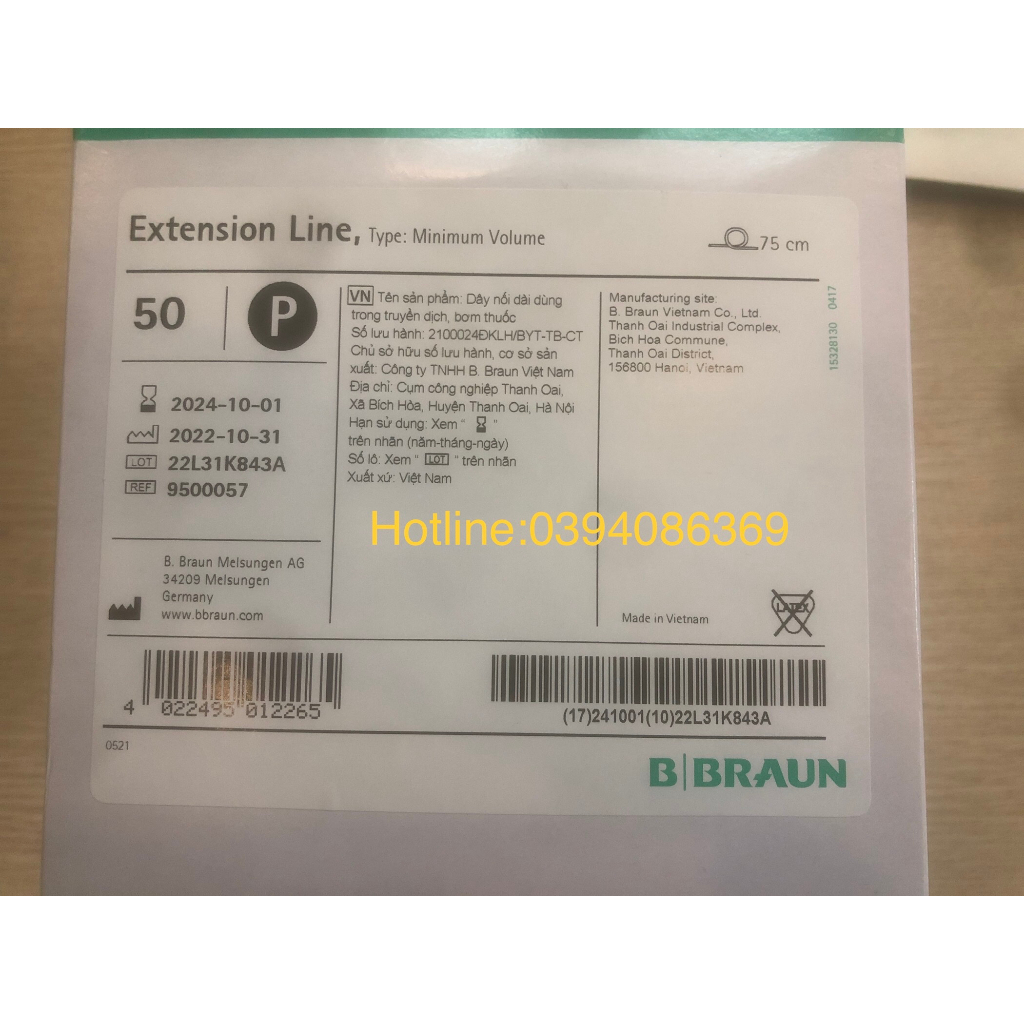 Dây Nối Bơm Tiêm Điện B/Braun Dài 75cm