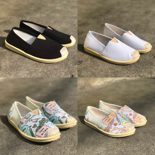 Giày slip on nữ vải bố đế cao su giày lười vải canvas