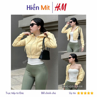 H&M Đức - Áo khoác hoodie có khóa kéo năng động màu vàng nhạt hồng phấn sale auth new tag cao cấp chính hãng 1031490003