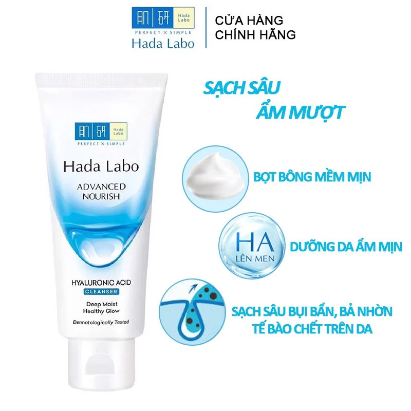 Sữa Rửa Mặt Hada Labo Dưỡng Ẩm Tối Ưu Hada Labo Advanced Nourish Hyaluron Cleanser 80g