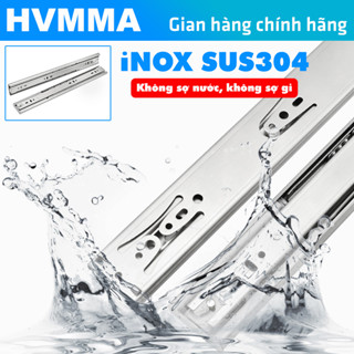 Bộ 2 Thanh ray trượt ngăn kéo tủ iNOX SUS304 cho thợ làm tủ, đóng tủ (Loại giảm chấn) - HVMMA