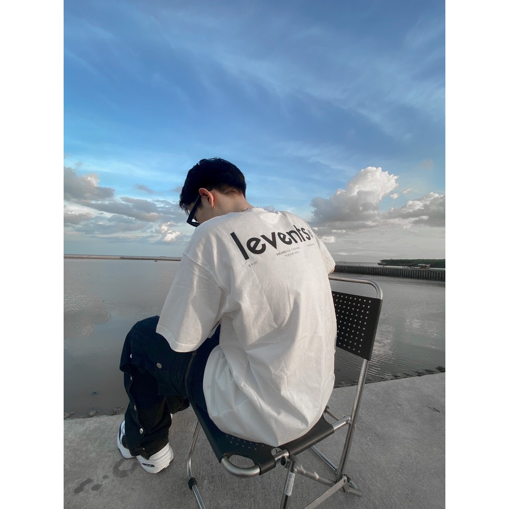 Áo Thun Levents Popular Logo Black White Form Rộng, Áo Phông Tay Lỡ Nam Nữ Chất Liệu Cotton Họa Tiết Basic