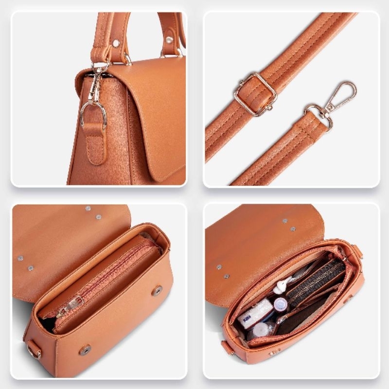 Túi Xách nữ đeo chéo da mềm thiết kế logo đơn giản Yuumy chính Hãng YN86