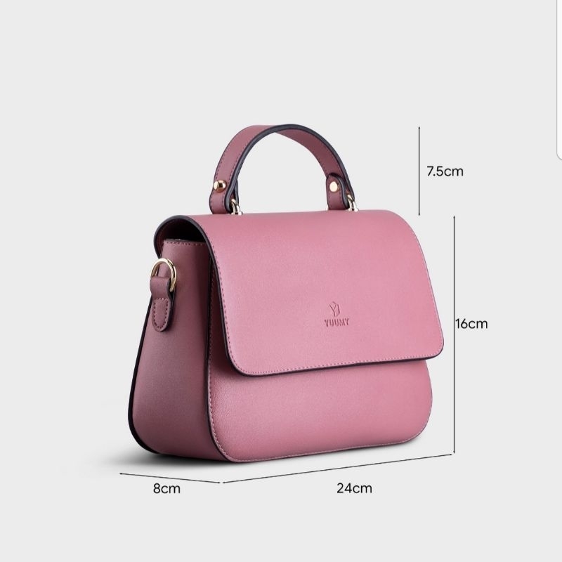Túi Xách nữ đeo chéo da mềm thiết kế logo đơn giản Yuumy chính Hãng YN86