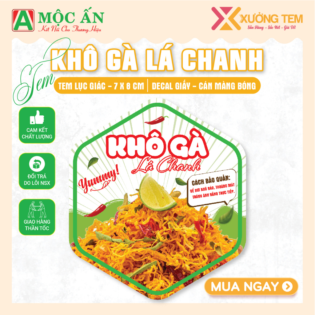 55 Tem Dán, Nhãn Dán Khô Bò, Khô Gà - Hàng In Sẵn, Sáng Đẹp, Giá Siêu Tốt