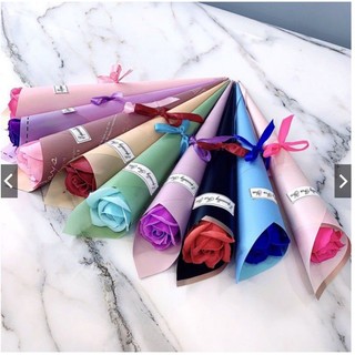 Hoa sáp ốc quế Hàn Quốc dán nơ RANDOM(COMBO 5 BÔNG)