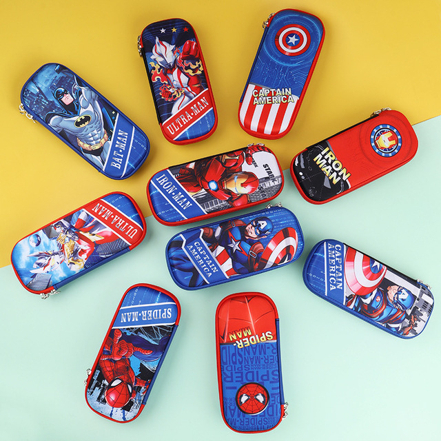 Hộp bút 3D hoạt hình Spiderman, Ironman, Captain cho trẻ em, học sinh tiểu học