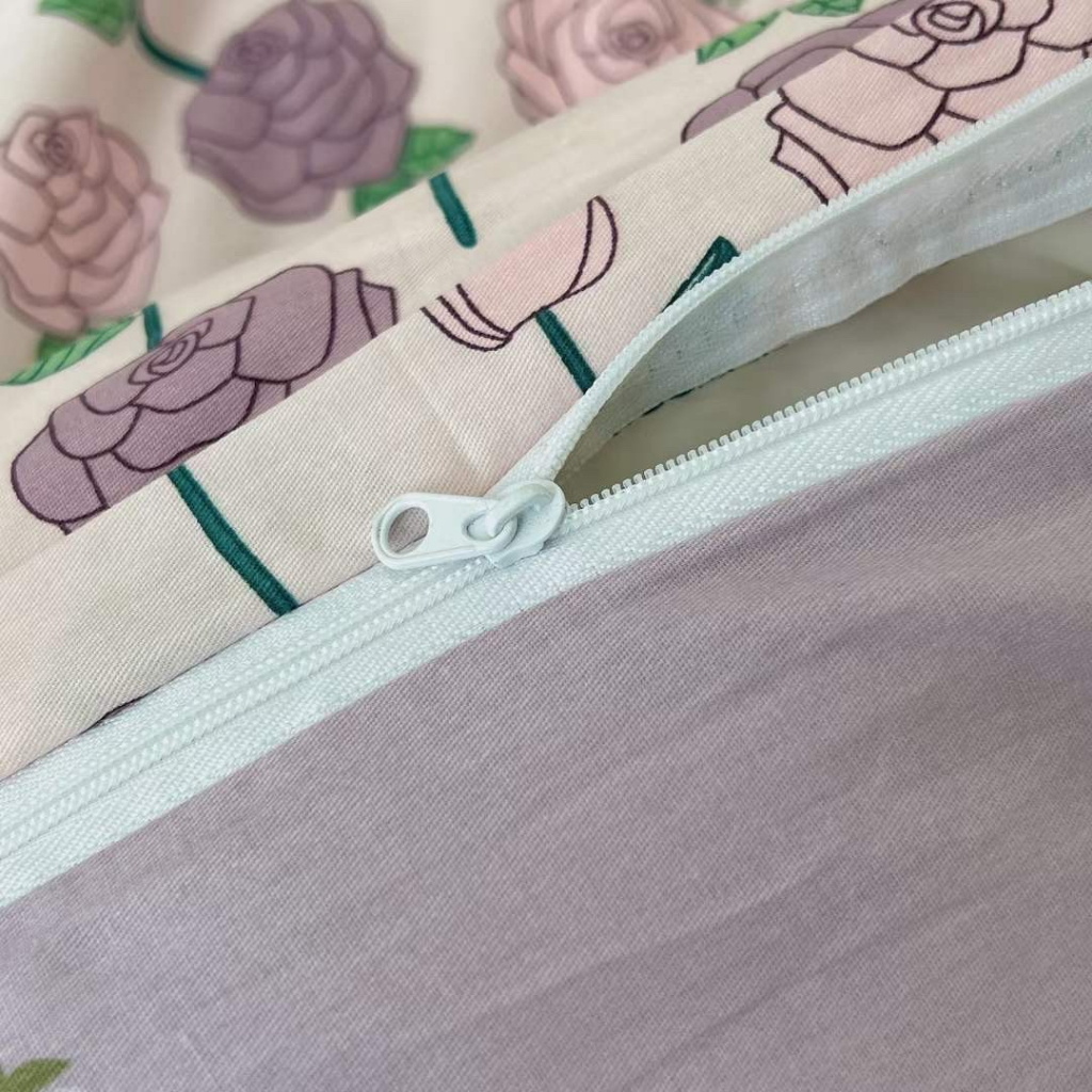 Chăn Ga Gối Cotton Living " HOA HỒNG TÍM " - Bộ Chăn Ga Gối Cotton 100% Nhập Khẩu 4 món