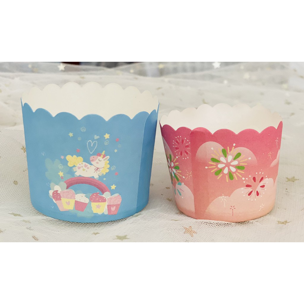 Set 50 ly giấy Cupcake 6/7cm giấy họa tiết bất kỳ không thấm nước làm bánh