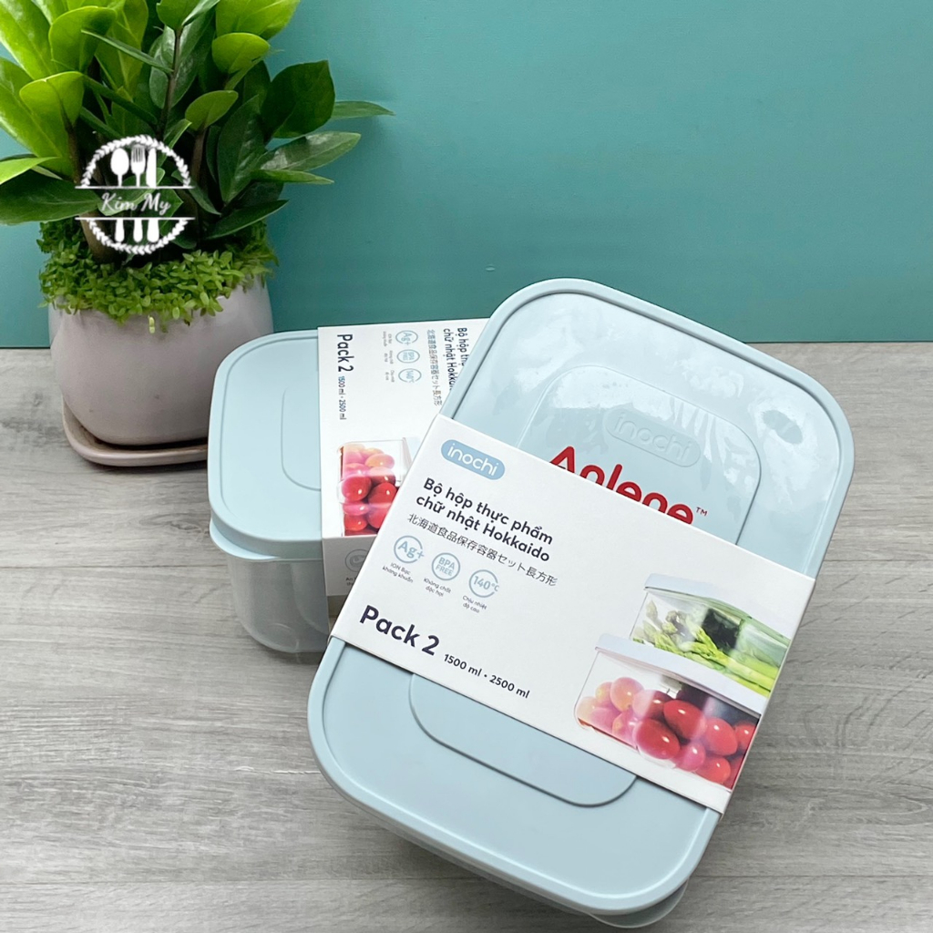 SET 2 HỘP ĐỰNG THỰC PHẨM INOCHI CAO CẤP 1500ML & 2500ML HÀNG KM - MÀU NGẦU NHIÊN