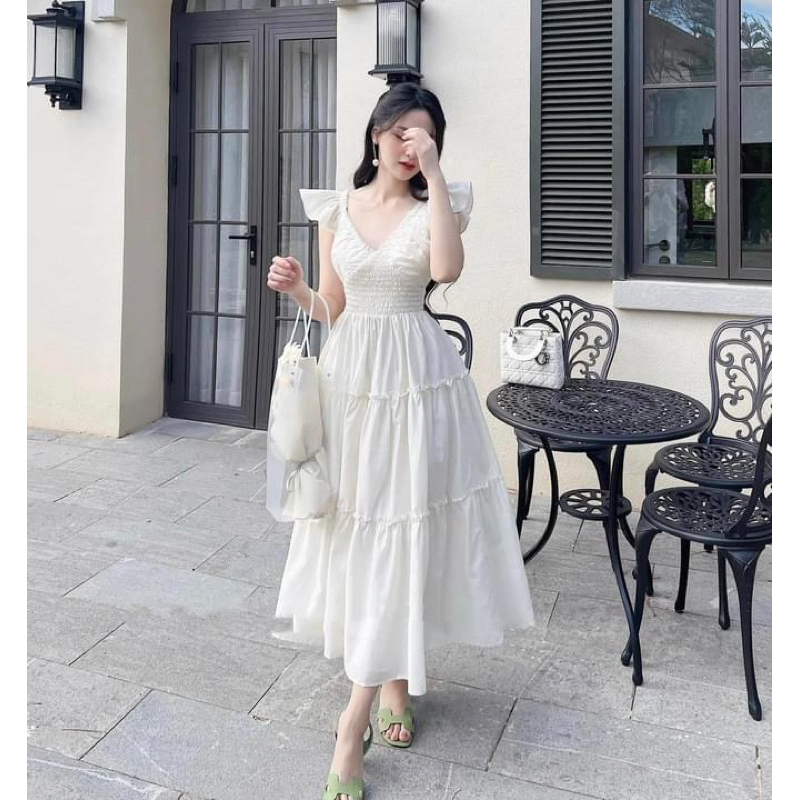 Váy thô chun eo trắng siêu xinh