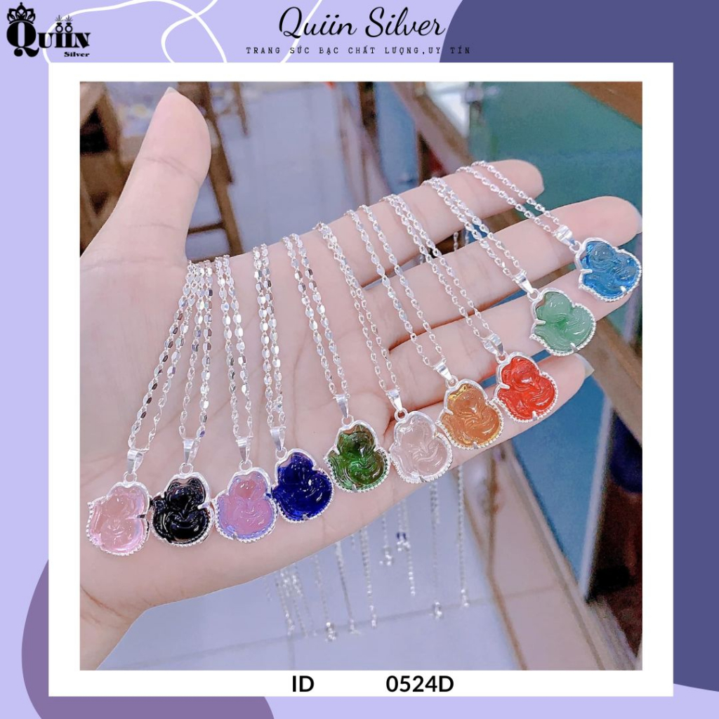 Dây chuyền/Vòng cổ bạc ta, bạc S925 Quiin - Mặt hình hồ ly đá phong thủy dành cho nữ 0524D
