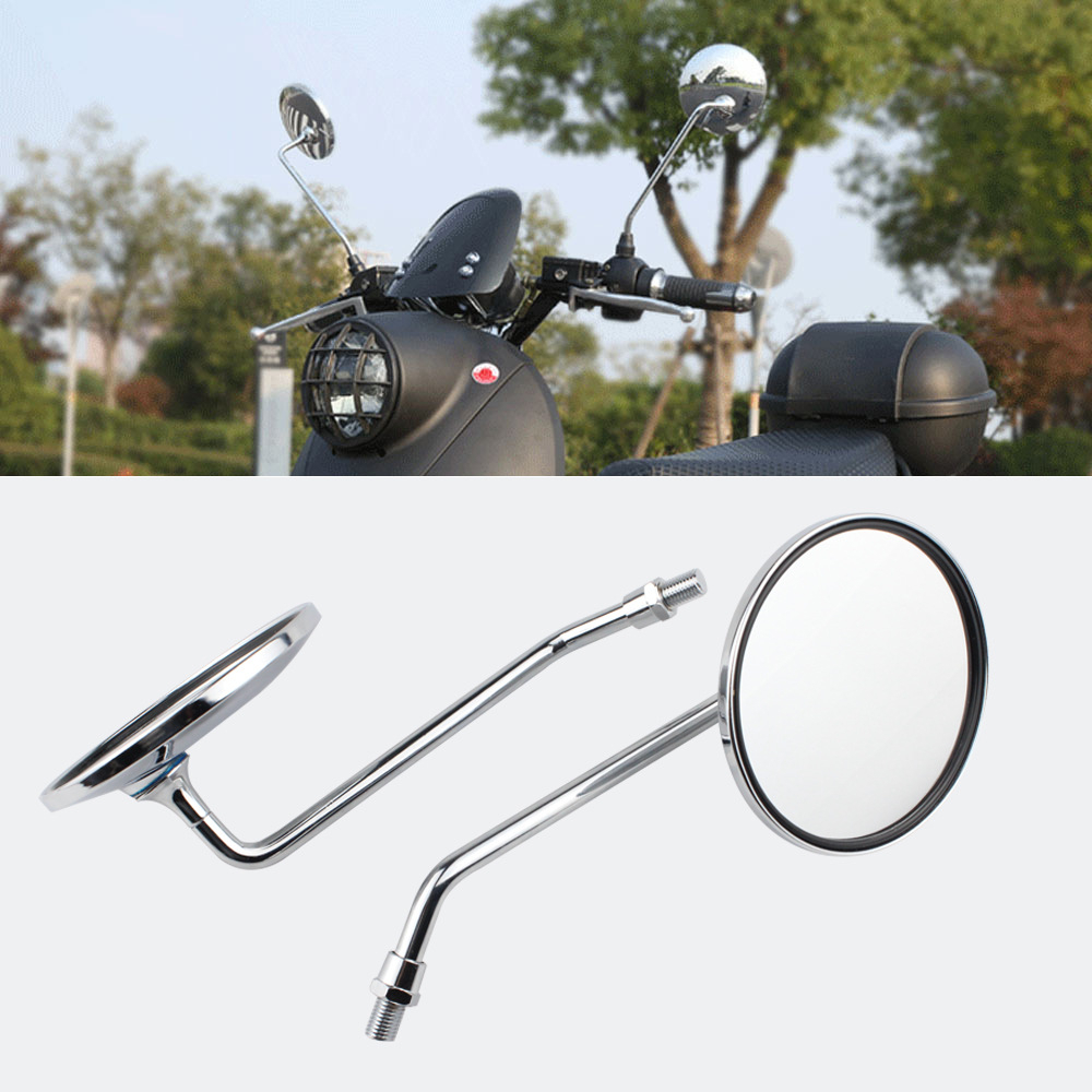 Gương tròn lắp xe tay ga mô tô chân 8mm-10mm