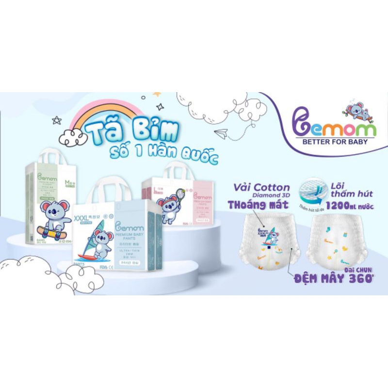 BỈM DÁN/QUẦN BEMOM CÁC SIZE S56/M48/L46/M44/L42/XL40/XXL38/XXXL36