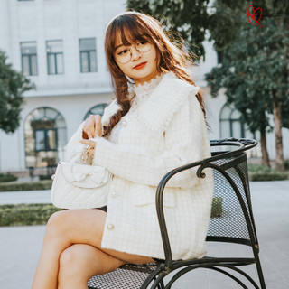 [SIÊU RẺ] Áo khoác dạ tweed trắng