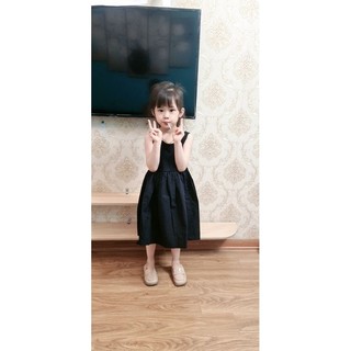 Váy đen tiểu thư dây lưng chéo (Tặng nơ đen buộc tóc xinh xỉu) 2~11 tuổi