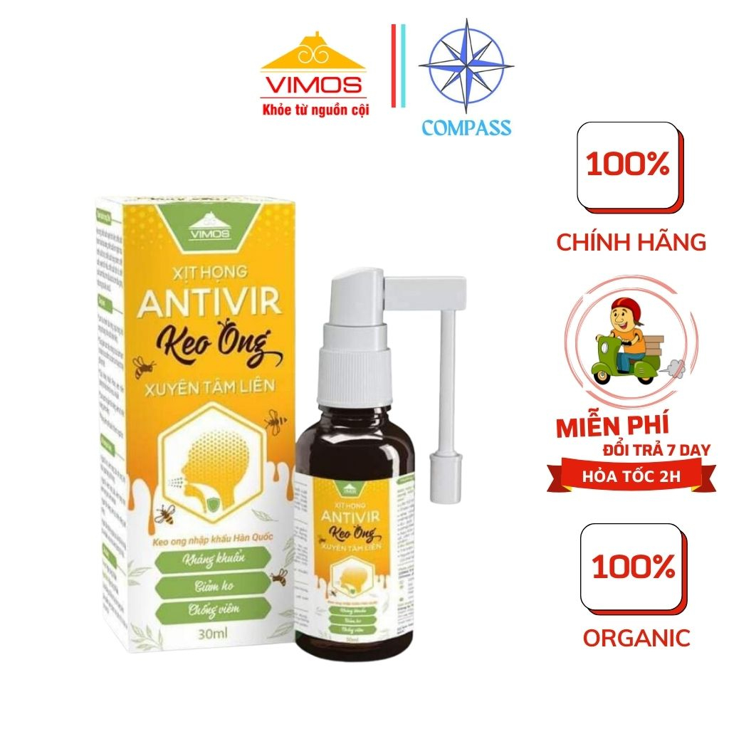 Xịt Họng Antivir Keo Ong Xuyên Tâm Liên Giúp Kháng Khuẩn, Giảm Ho Và Chống Viêm (chai 30ml)