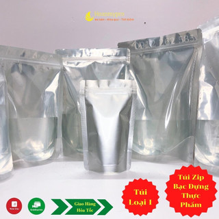 1kg Túi zip bạc đáy đứng đựng thực phẩm 1 mặt bạc
