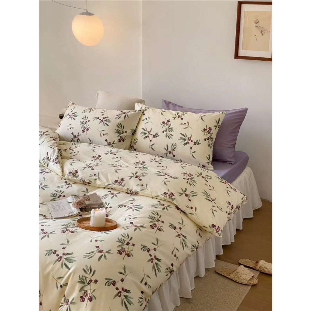 Chăn Ga Gối Cotton Living " MẦM TÍM " - Bộ Chăn Ga Gối Cotton 100% Nhập Khẩu 4 món