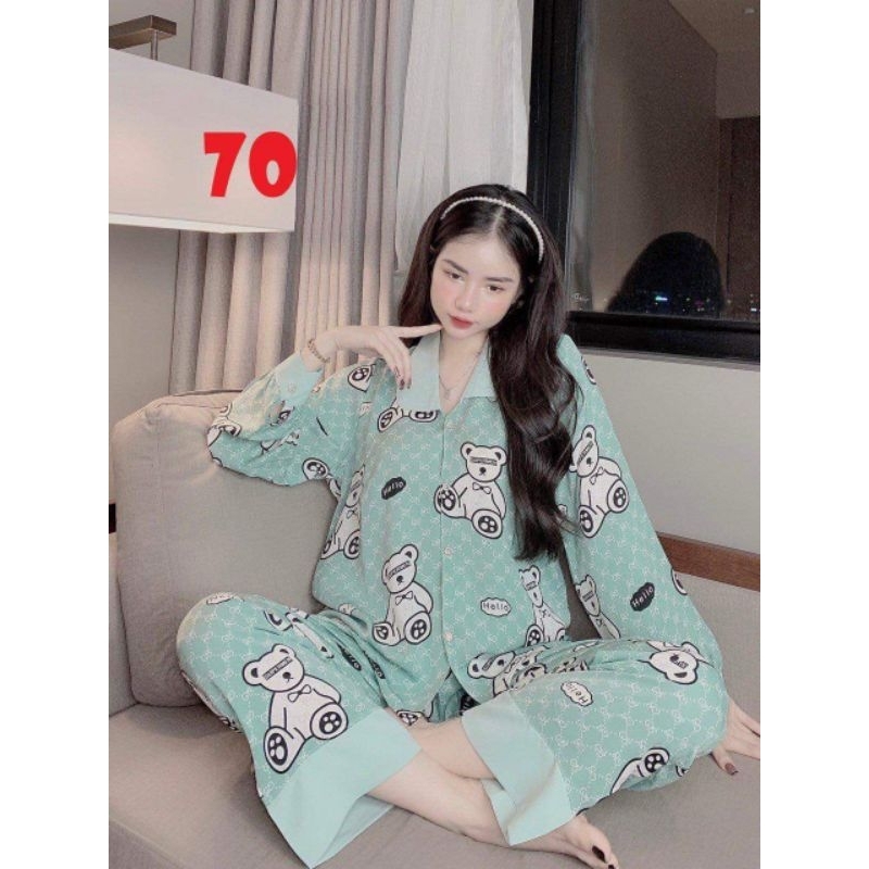 Bộ đồ ngủ tay dài quần dài cho nữ hàng freesize 40-58kg