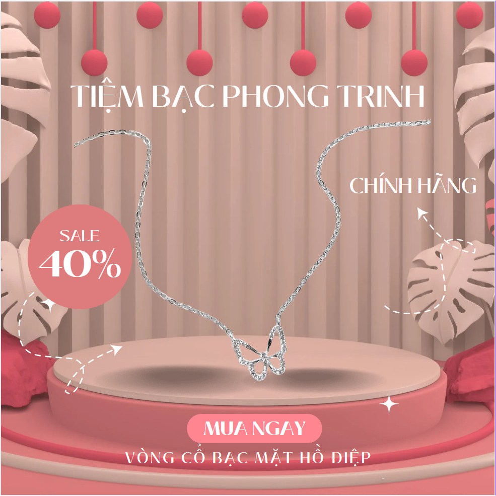 Dây chuyền bạc nữ, vòng cổ bạc mặt hồ điệp xinh xắn, sang trọng