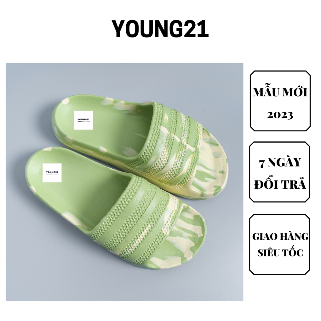 Dép cao su đúc nguyên khối nam nữ cao cấp màu xanh loang 2023 YOUNG21 full hộp tag