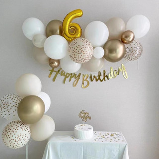 Set 7 bóng trang trí Happy Birthday To You mầu trắng (số bạc)