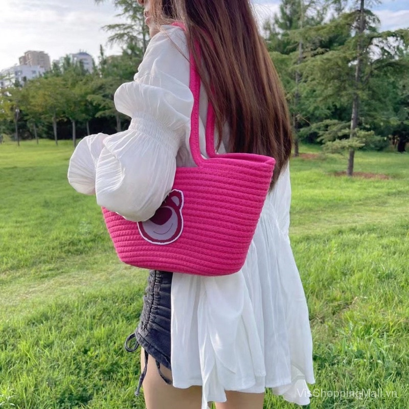 MVP3024 Túi tote gấu dâu losto mẫu mới 2023 - túi quai xách gấu hồng thời trang cho nữ