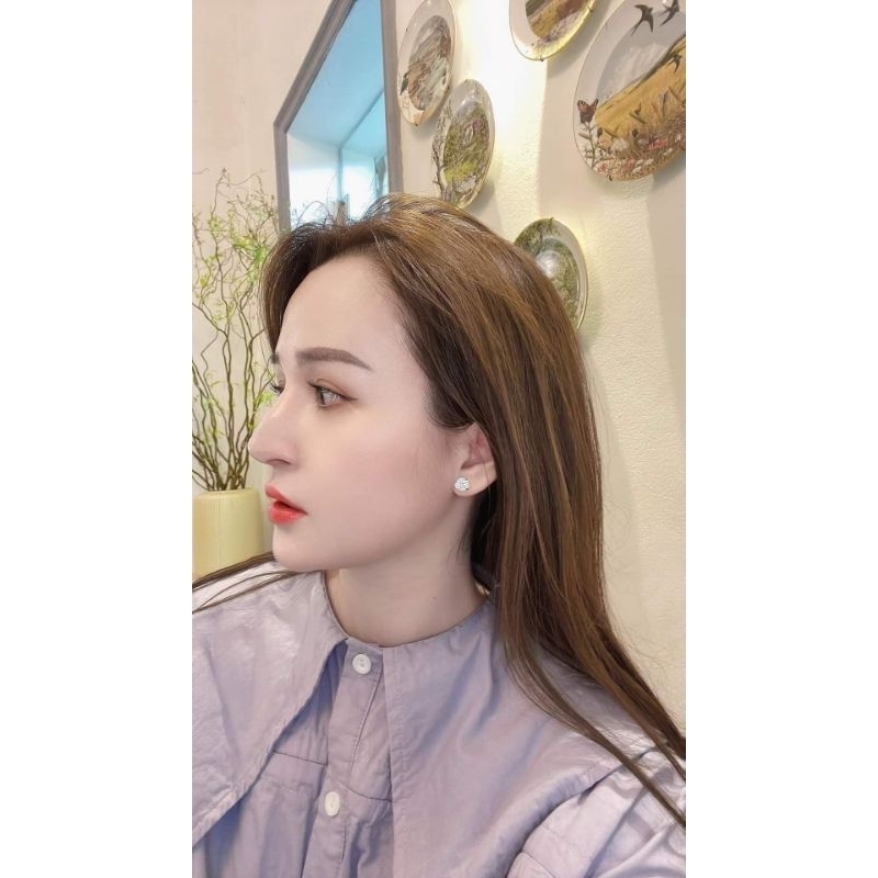 Bông tai nụ đá bạc ta 8li