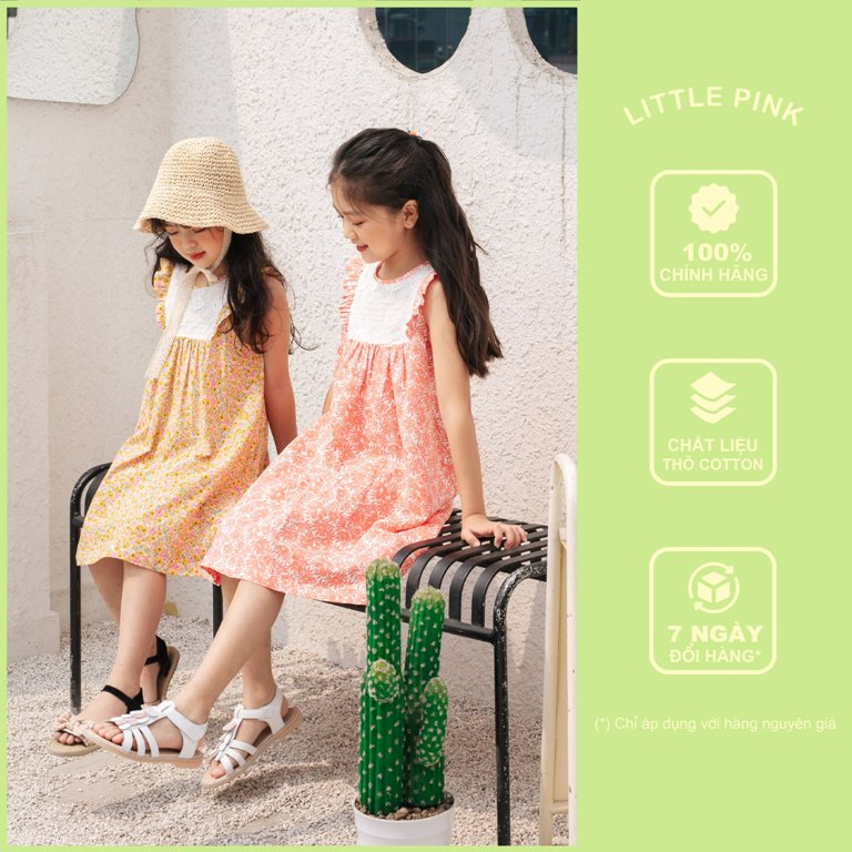 ROSE DRESS - Váy hoa đáp ren tay cánh tiên bé gái |Little Pink|
