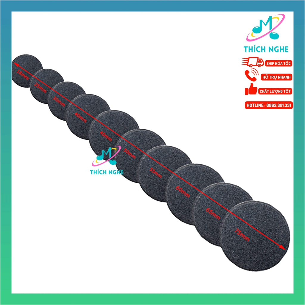 Mút bông Đệm Bọc Tai Nghe HeadPhones 18 25 30 35 40 45 50 55 60 65 75 mm - thich nghe nhạc