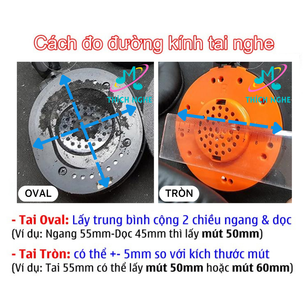 Mút bông Đệm Bọc Tai Nghe HeadPhones 18 25 30 35 40 45 50 55 60 65 75 mm - thich nghe nhạc