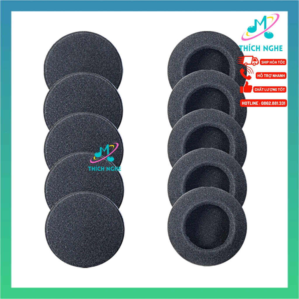 Mút bông Đệm Bọc Tai Nghe HeadPhones 18 25 30 35 40 45 50 55 60 65 75 mm - thich nghe nhạc