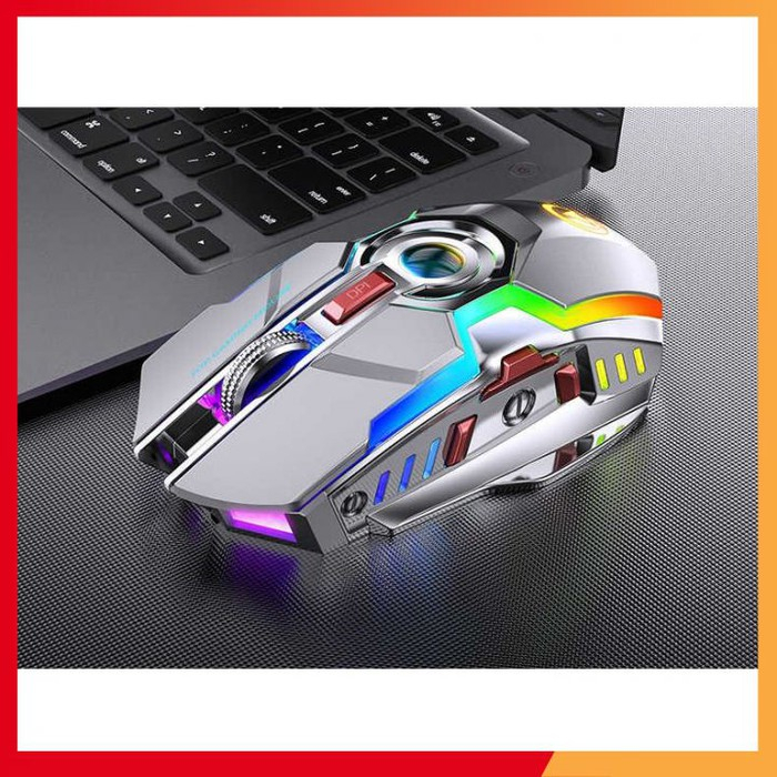 Chuột không dây gaming A5 chơi game sạc pin im lặng ergonomic đèn nền RGB 1600 DPI