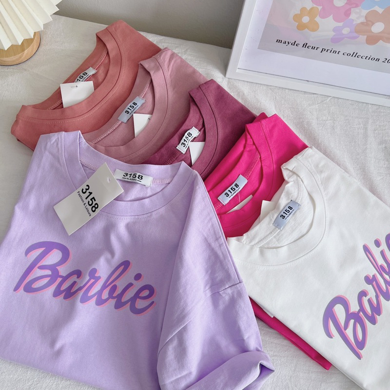 Áo Thun 3158 In Chữ BARBIE Form Rộng Unisex Chất Cotton Khô Loại 1, Thoáng Mát, Thấm Hút Mồ Hôi - ZenLy