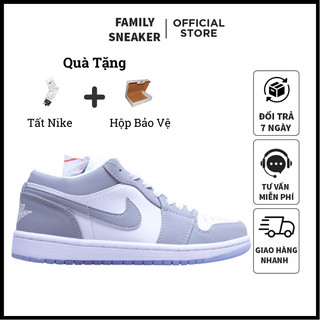 Giày jordan xám đế xanh,jd1 cổ thấp gót xanh, giày jordan 1 low grey thấp cổ nam nữ bản đẹp.familysneakers