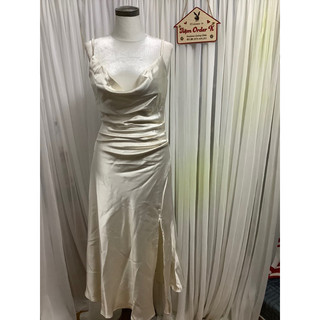[Sẵn Hàng]♥️Đầm,Váy Lụa Cổ Đổ Nhún Eo(ảnh thật)size S,M,L