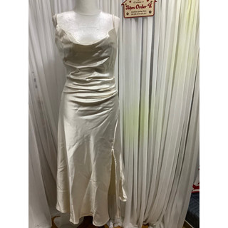 [Sẵn Hàng]♥️Đầm,Váy Lụa Cổ Đổ Nhún Eo(ảnh thật)size S,M,L