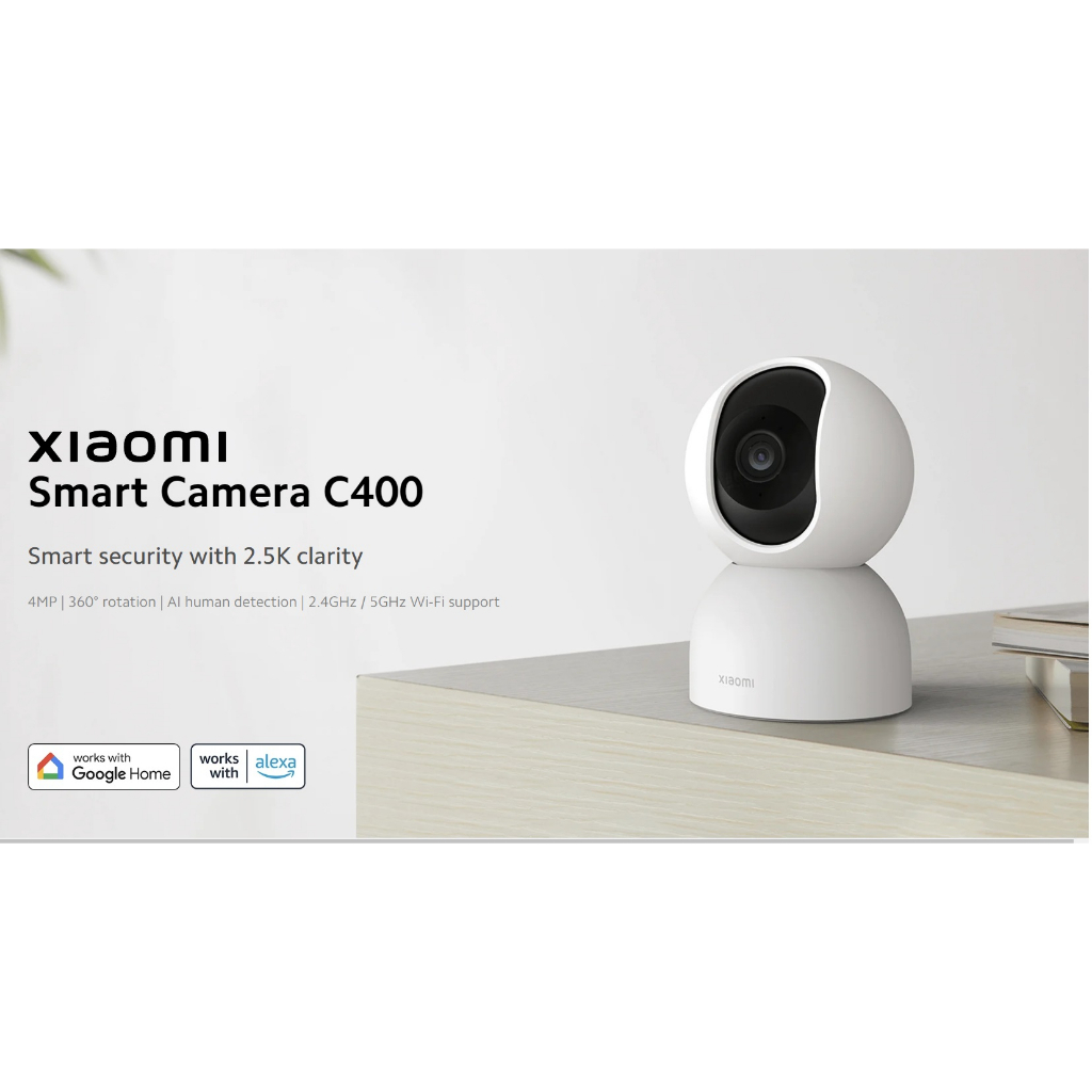 Camera quan sát Xiaomi C400 2,5K 4MP, Xoay 360, AI phát hiện con người, Wi-Fi 2.4GHz/5GHz, Bản quốc tế - Hàng chính hãng