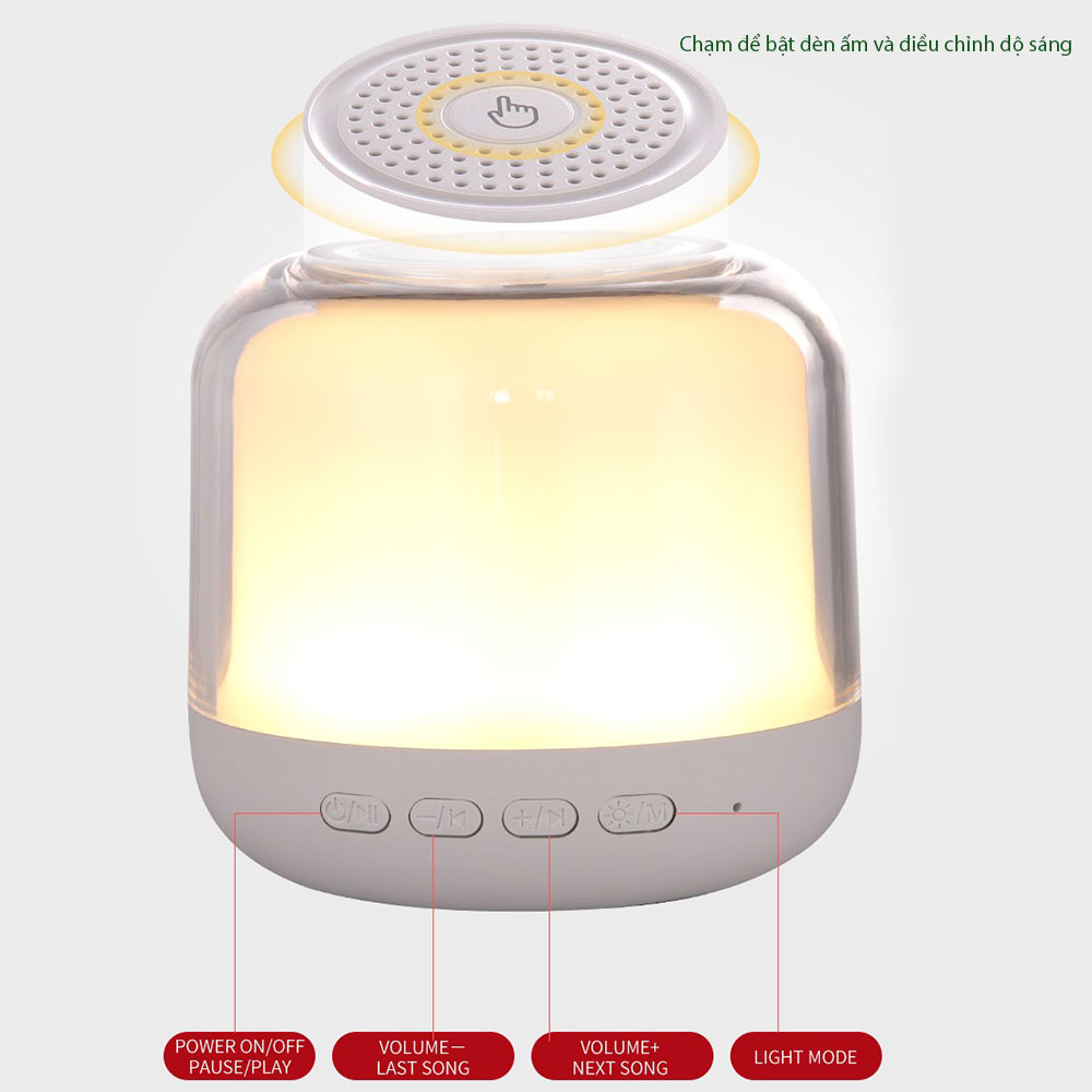 Loa Bluetooth kết hợp đèn ngủ InPods FM0218 Bass Vòm 16D, Bluetooth V5.2, Chế độ đèn sang trọng, Pin 6-8 giờ cực trâu