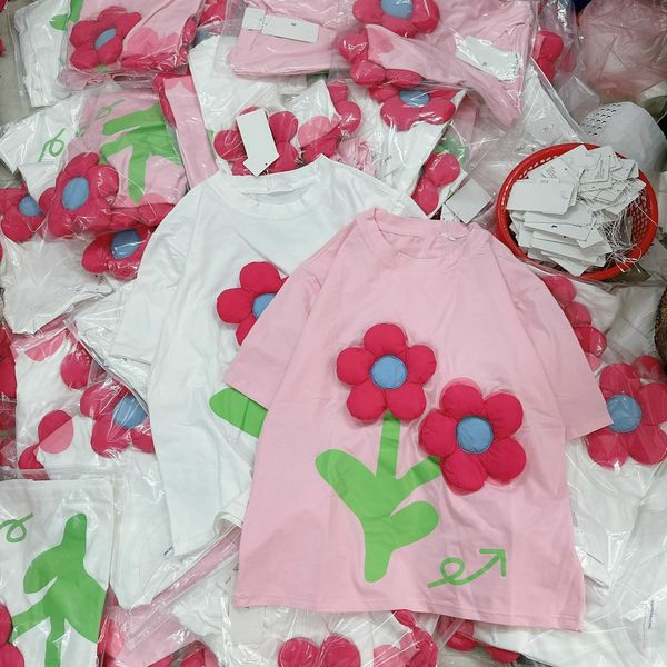 ÁO PHÔNG HOA NỔI form to rộng, dáng dấu quần 2 màu trắng - hồng