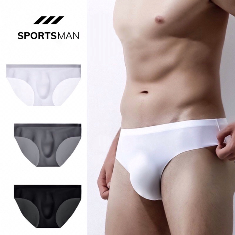 Quần lót nam tam giác không đường may SPORTSMAN siêu mỏng thoáng khí thun lạnh lụa sữa