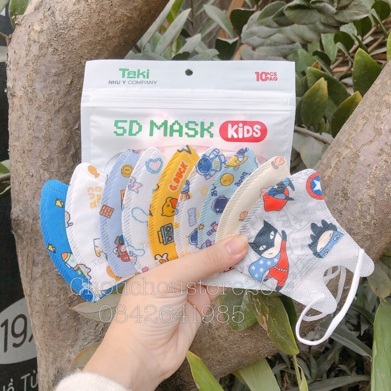 Combo 10- 50 Chiếc Khẩu Trang Y Tế Trẻ Em 5D Taki In Hình Hoạ Tiết Cho Bé Từ 1 Đến 2 Tuổi