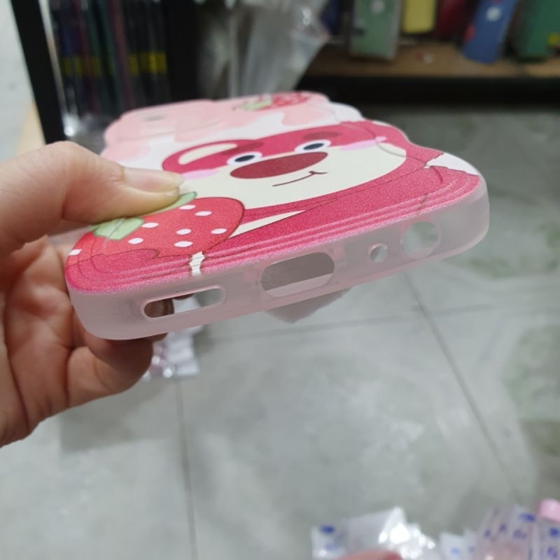 Ốp lưng Vivo Y21 2021 dẻo viền lượng sóng lưng in hình gấu dâu có bảo vệ camera