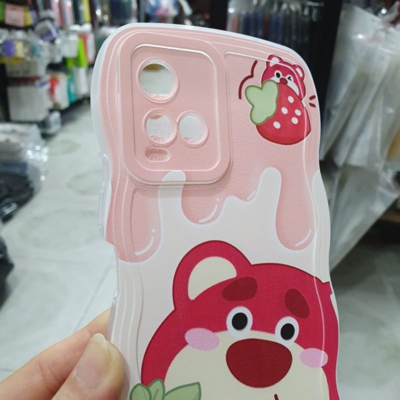 Ốp lưng Vivo Y21 2021 dẻo viền lượng sóng lưng in hình gấu dâu có bảo vệ camera