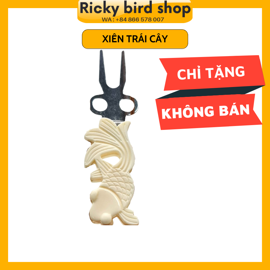 Xiên trái cây cài lồng chim hình con cá - Ricky bird shop