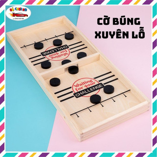 Cờ búng xuyên lỗ, board game vui nhộn bằng gỗ giúp người chơi thư giãn, cờ búng ice hockey bằng gỗ