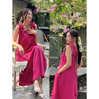 Váy đầm maxi dài, dáng xuông chữ a , dây bèo tiểu thư xinh xắn