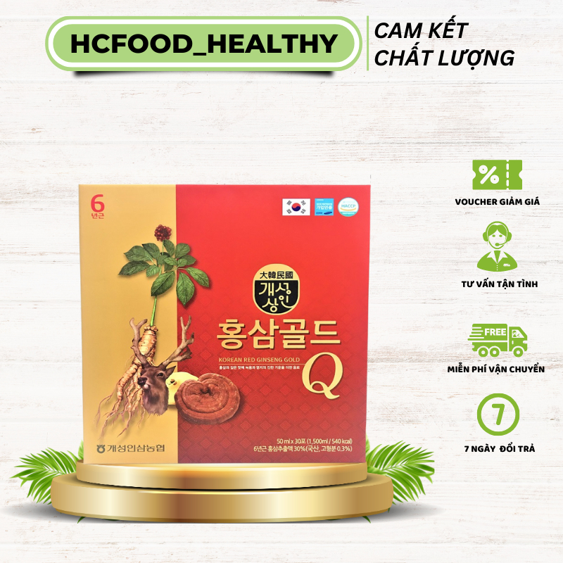 Nước Hồng Sâm Nhung Hươu Hàn Quốc Korean Red Gingseng Gold Q - Tăng Cường Sức Đề Kháng, Ngăn Lão Hóa (Hộp 30 Gói)