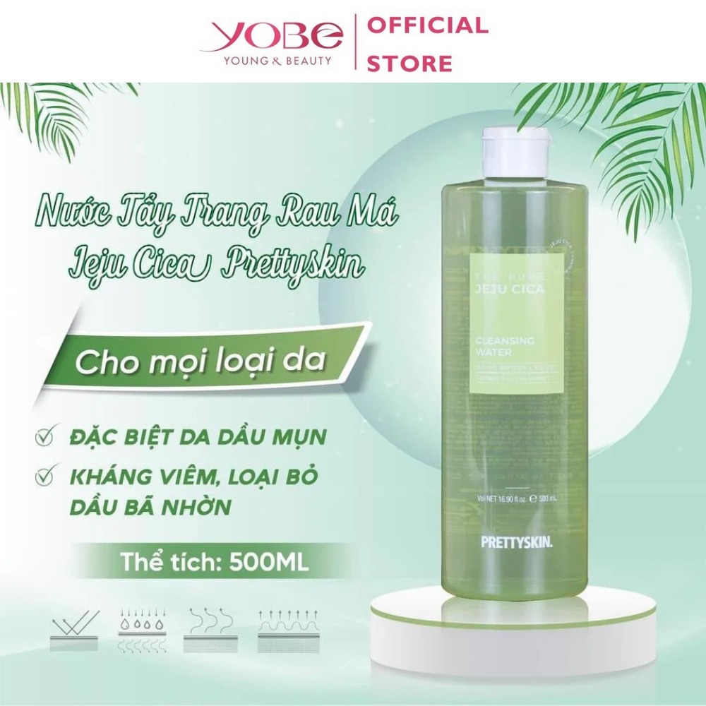 Nước Tẩy Trang PrettySkin Làm sạch sâu Hyaluronic / The Pure Jeju Cica / Deep Cleansing Water 500ml Cấp ẩm mịn màng